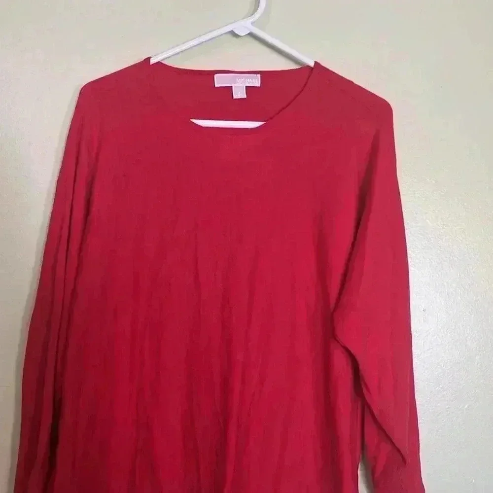 Michael Kors women red , red wine red long sleeve blouse.
